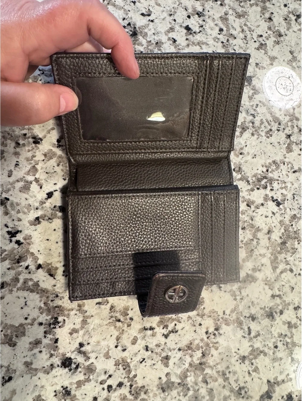 Giani Bernini Black Pebbled Leather Organizer Wallet Kiss Lock Coin Purse